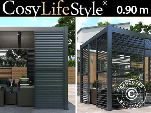 Louvre wall f/bioclimatic pergola gazebo San Pablo, 0.90x2.175 m, Black