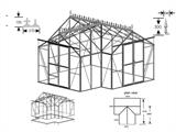 Cumbrera con remates para invernadero orangerie 4,45x4,45x2,52m, Negra