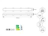 Lámpara de cultivo LED 1,26m, Gris