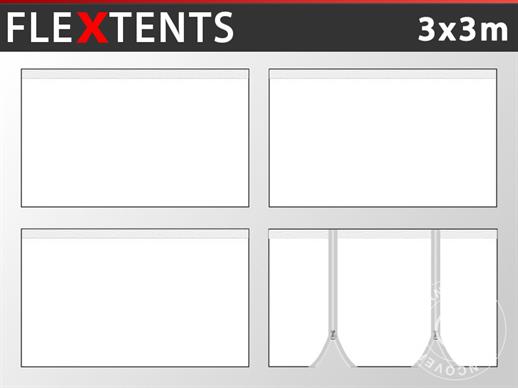 Zestaw ścian bocznych dla Namiot ekspresowy FleXtents® Xtreme Heavy Duty PCV 3x3m, Biały