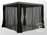 Sidewall kit+Mosquito net f/ bioclimatic pergola gazebo San Marino, 3x6 m, Black