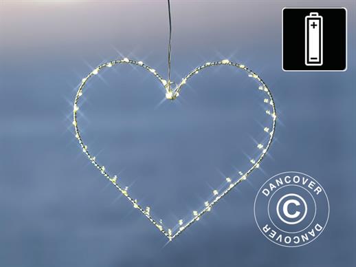 LED Fairy lights, Heart, Small, Liva, 26 cm, White/Warm White
