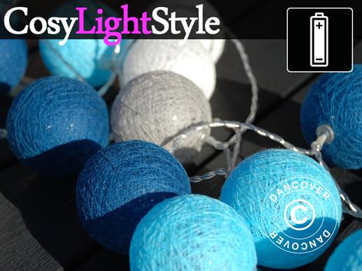 Lemputės - medvilniniai kamuoliukai, Aquarius, 30 LED lempučių Mėlynas mišinys, LIKO TIK 2 VNT.