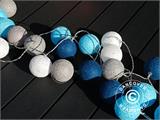 Lyskæde Aquarius, 30 LED bomuldskugler, Blå mix, KUN 2 STK. TILBAGE