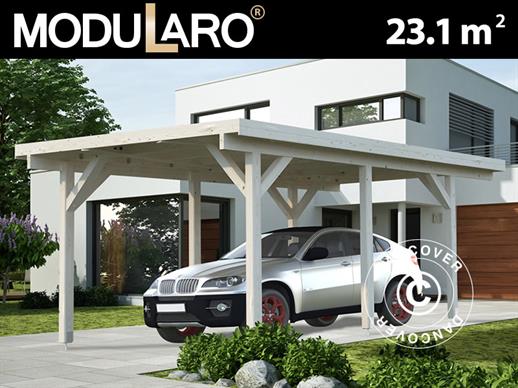 Carport i træ, 3,6x7,62x2,32m, 23,1m², Natur KUN 2 STK. TILBAGE