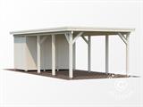 Wooden carport w/shed, 3.6x7.62x2.32 m, 23.1 m², Natural, COMPLETE SET