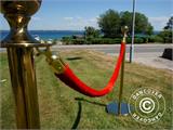 Corda di velluto per colonnine a corda, 150cm, Rosso e gancio dorato