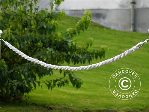 Gedraaid touw voor touw barrières, 150cm, Wit met Zilveren Haak NOG SLECHTS 9 ST.