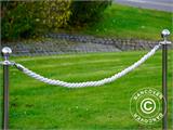 Corda intrecciata per colonnine a corda, 150cm, Bianco e gancio Argento SOLO 9 PZ. DISPONIBILE