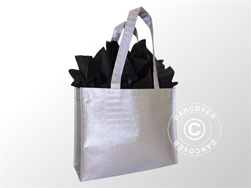 Shoulder bag, metallic, embossed, 32x12x25 cm, 100 pcs, Silver