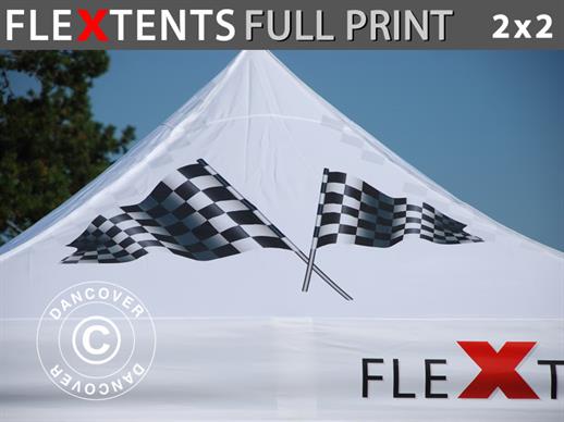 Toile de toit imprimée avec cantonnière pour tente pliante FleXtents® PRO 2x2m