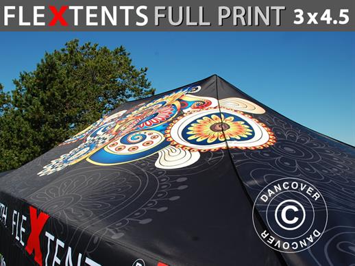 Toile de toit imprimée avec cantonnière pour tente pliante FleXtents® PRO 3x4,5m