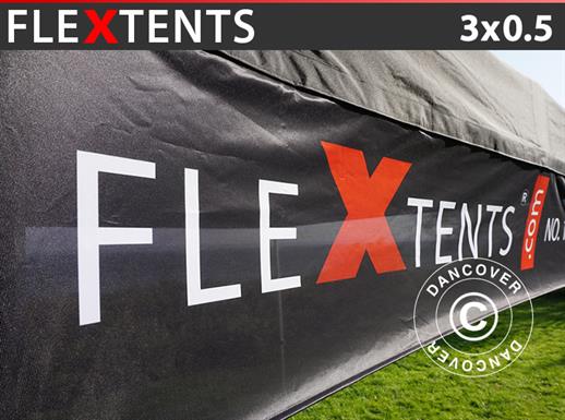 FleXtents® prekybinės palapinės reklamjuostė su spauda, 3x0,5m