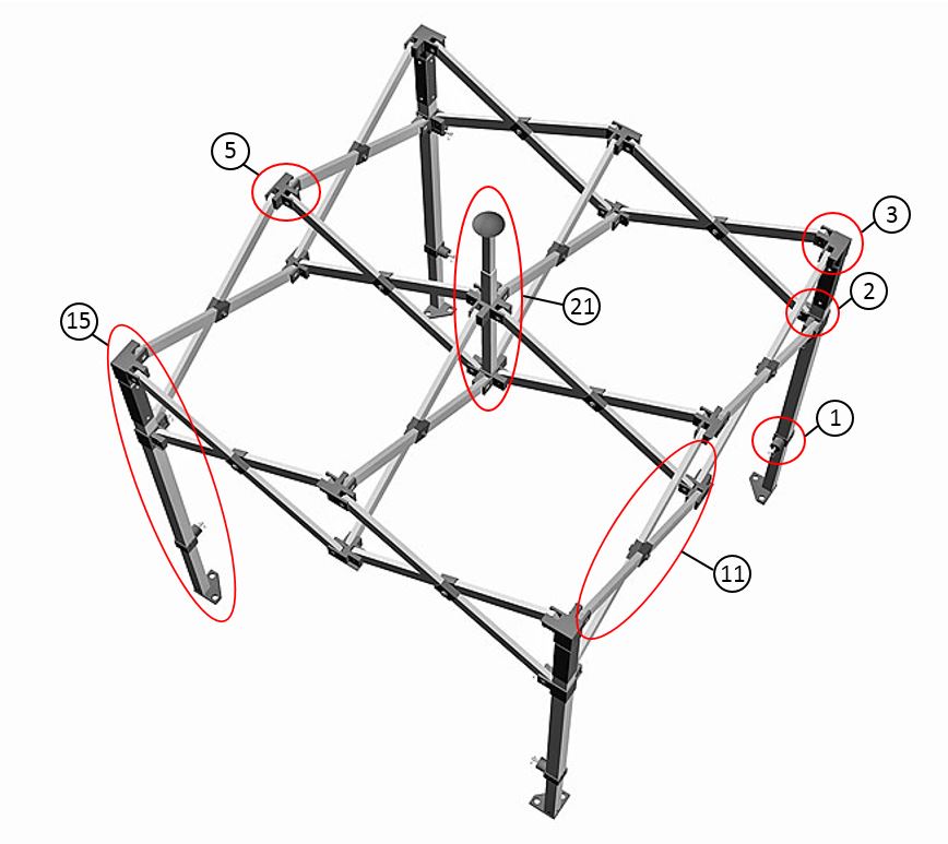 Saliekamā nojume FleXtents Steel 3x3m Melns, ar 4 dekoratīvie aizkari