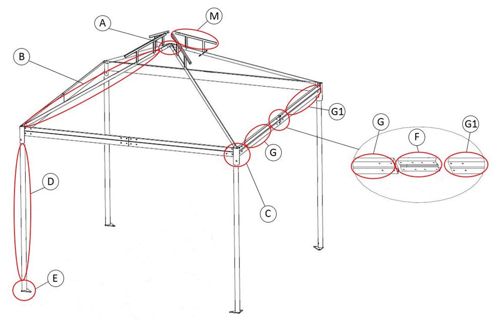 Tuinpaviljoen Osiris 3x3m, Zand