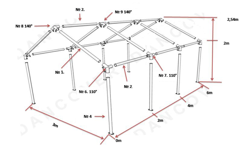 Carpa para fiestas PLUS 3x6m PE, Gris/Blanco