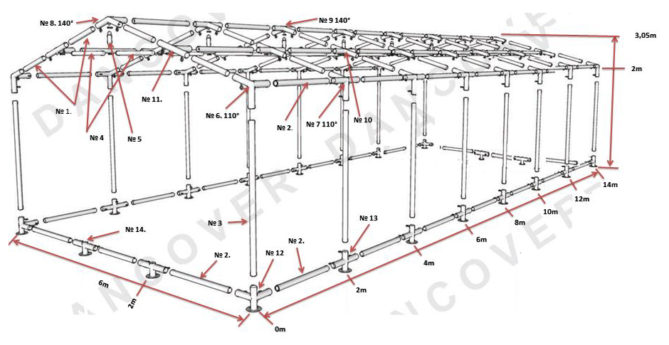 Tendone per feste Exclusive 6x12m PVC, Bianco