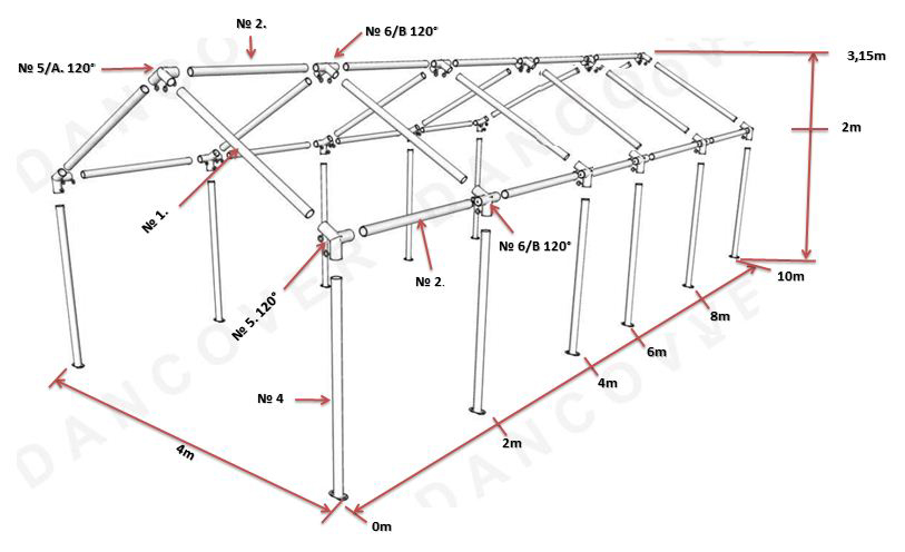 Lagerzelt-Basic 2-in-1, 4x8m PE, weiß