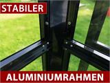 Gewächshaus aus Glas 3x4,87x2,6m mit Sockel, 14,61m², Schwarz