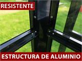 Orangerie/invernadero en cristal 8,9m², 3,01x2,99x2,95m con base y crestería/cima, Negro