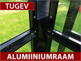 Kuusnurkne klaasist talveaed 3,74m², 2,08x2,4x2,32m koos alusega, Must