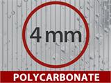 Serre en polycarbonate 3,64m², 1,9x1,92x2,01m avec base, Verte