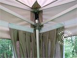 Tente Pliante FleXtents PRO "Peaked" 4x6m Latte, avec 8 rideaux décoratifs