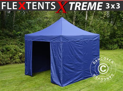 Quick-up telt FleXtents Xtreme 50 3x3m Mørk blå, inkl. 4 sider