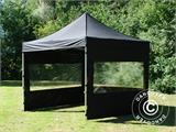 Faltzelt FleXtent PRO 3x3m Schwarz, mit 4 Seitenwänden