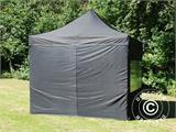 Tente Pliante FleXtents PRO 3x3m Noir, avec 4 cotés