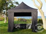 Gazebo pieghevole FleXtents PRO 3x3m Nero, incl. 4 fianchi