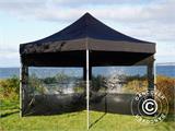 Tente Pliante FleXtents PRO 3x3m Noir, avec 4 cotés