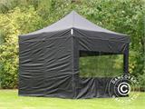 Faltzelt FleXtent PRO 3x3m Schwarz, mit 4 Seitenwänden