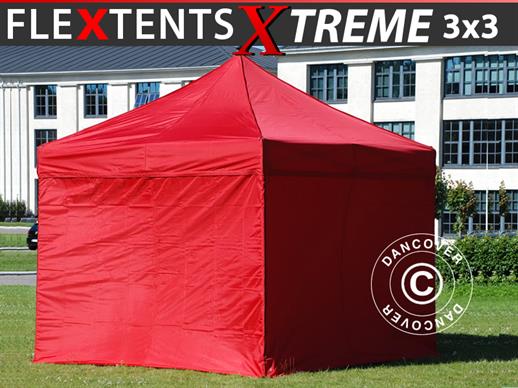 Pop up gazebo FleXtents Xtreme 50 3x3 m Red, incl. 4 sidewalls