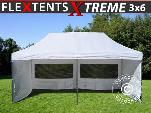 Faltzelt FleXtents Xtreme 50 3x6m Weiß, mit 6 Seitenwänden