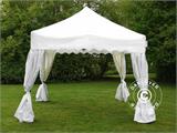 Vouwtent/Easy up tent FleXtents PRO "Wave" 3x3m Wit, inkl. 4 decoratieve gordijnen