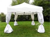 Carpa plegable FleXtents PRO "Wave" 3x3m Blanco, incl. 4 cortinas decorativas