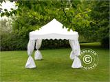 Tente Pliante FleXtents PRO "Wave" 3x3m Blanc, avec 4 rideaux decoratifs 