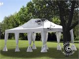 Tente Pliante FleXtents PRO 4x6m Blanc, avec 8 rideaux décoratifs