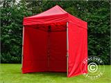 Faltzelt FleXtents PRO 2x2m Rot, mit 4 Seitenwänden