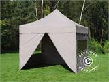 Pop up gazebo FleXtents PRO "Peaked" 3x3 m Latte, incl. 4 sidewalls