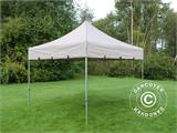 Tente Pliante FleXtents PRO "Peaked" 3x3m Latte, avec 4 rideaux decoratifs 