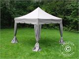 Tente Pliante FleXtents PRO "Peaked" 3x3m Latte, avec 4 rideaux decoratifs 