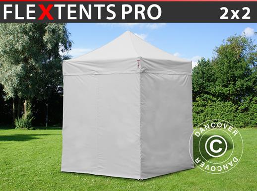 Tente pliante FleXtents PRO 2x2m Blanc, avec 4 cotés