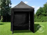 Faltzelt FleXtents PRO 2x2m Schwarz, mit 4 Seitenwänden