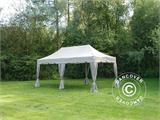 Vouwtent/Easy up tent FleXtents PRO "Peaked" 3x6m Latte, inkl. 6 decoratieve gordijnen