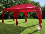 Tenda Dobrável FleXtents PRO 3x6m Vermelho, incl. 6 cortinas decorativas