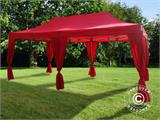 Vouwtent/Easy up tent FleXtents PRO 3x6m Rood, incl. 6 decoratieve gordijnen