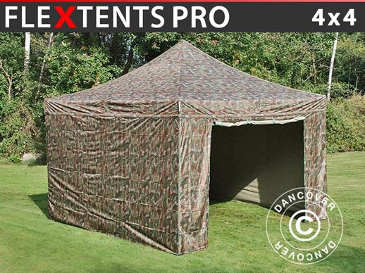 Carpa plegable FleXtents PRO 4x4m Camuflaje, Incl. 4 lados