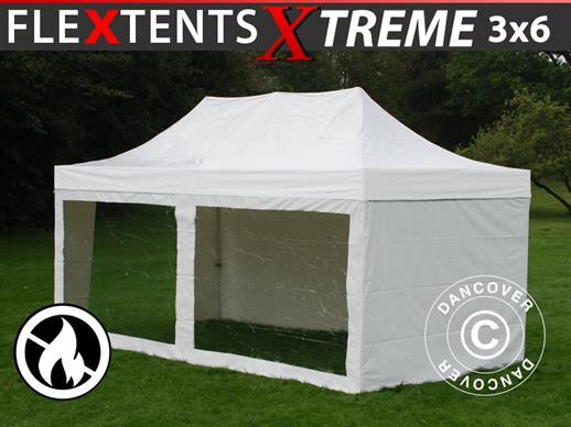 Vouwtent/Easy up tent FleXtents Xtreme 50 Heavy Duty 3x6m Wit, inkl. 6 Zijwanden